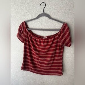 Mossimo Off Shoulder Ribbed Stripe Top Size L